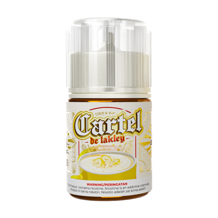 Cartel Banana – Liquid creamy premium dengan perpaduan pisang pulen manis dan susu oat yang lembut, terinspirasi dari minuman oat pisang ala Energen.